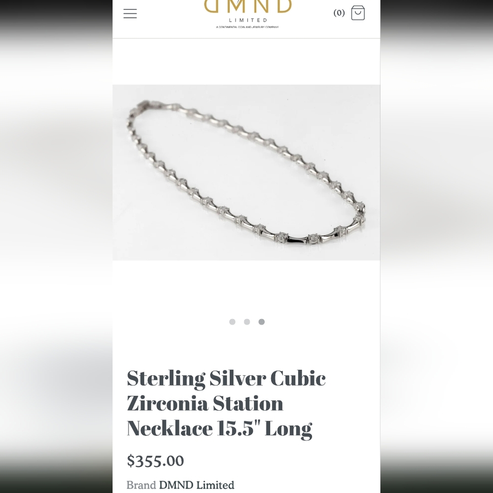 Elegant Sterling Silver and Cubic Zirconia Station Necklace - Picture 4 of 16